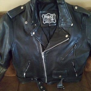 First Genuine leather motorcycle jacket